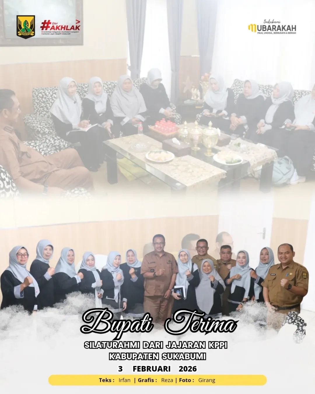 Bupati Sukabumi H. Asep Japar  menerima silaturahmi jajaran Kaukus Perempuan Politik Indonesia (KPPI) Kabupaten Sukabumi di Rumah Dinas Bupati, Selasa (03/02/2026)