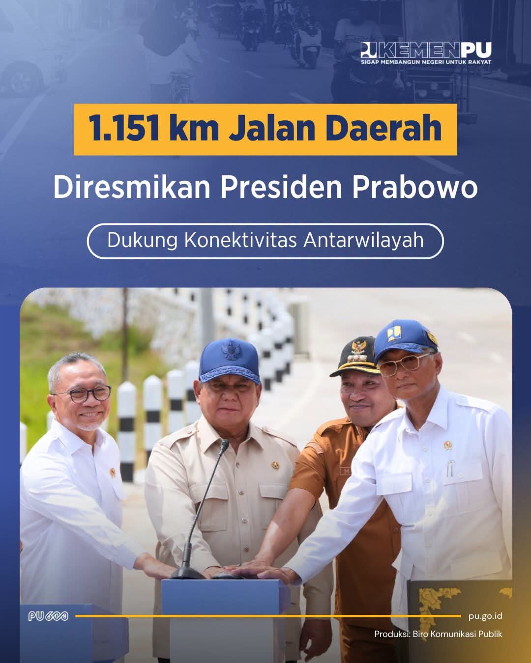 Presiden Prabowo Resmikan Penanganan Jalan Daerah Sepanjang 1.151 Km melalui Program IJD 2025